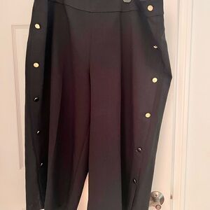 Black Cropped Pants with Gold Buttons